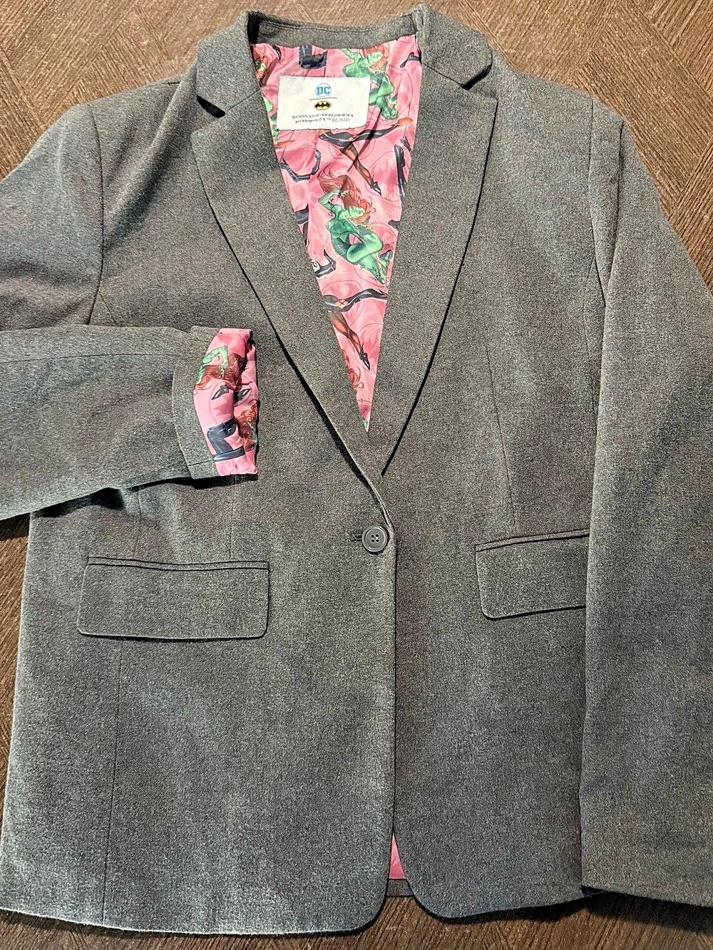 FunSuits Womens Batman Lined Blazer Gray Size 10